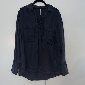 Free People Lace-Up Top- M - Black